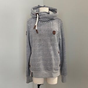 Naketano Darth Hoodie Grey Striped Size L